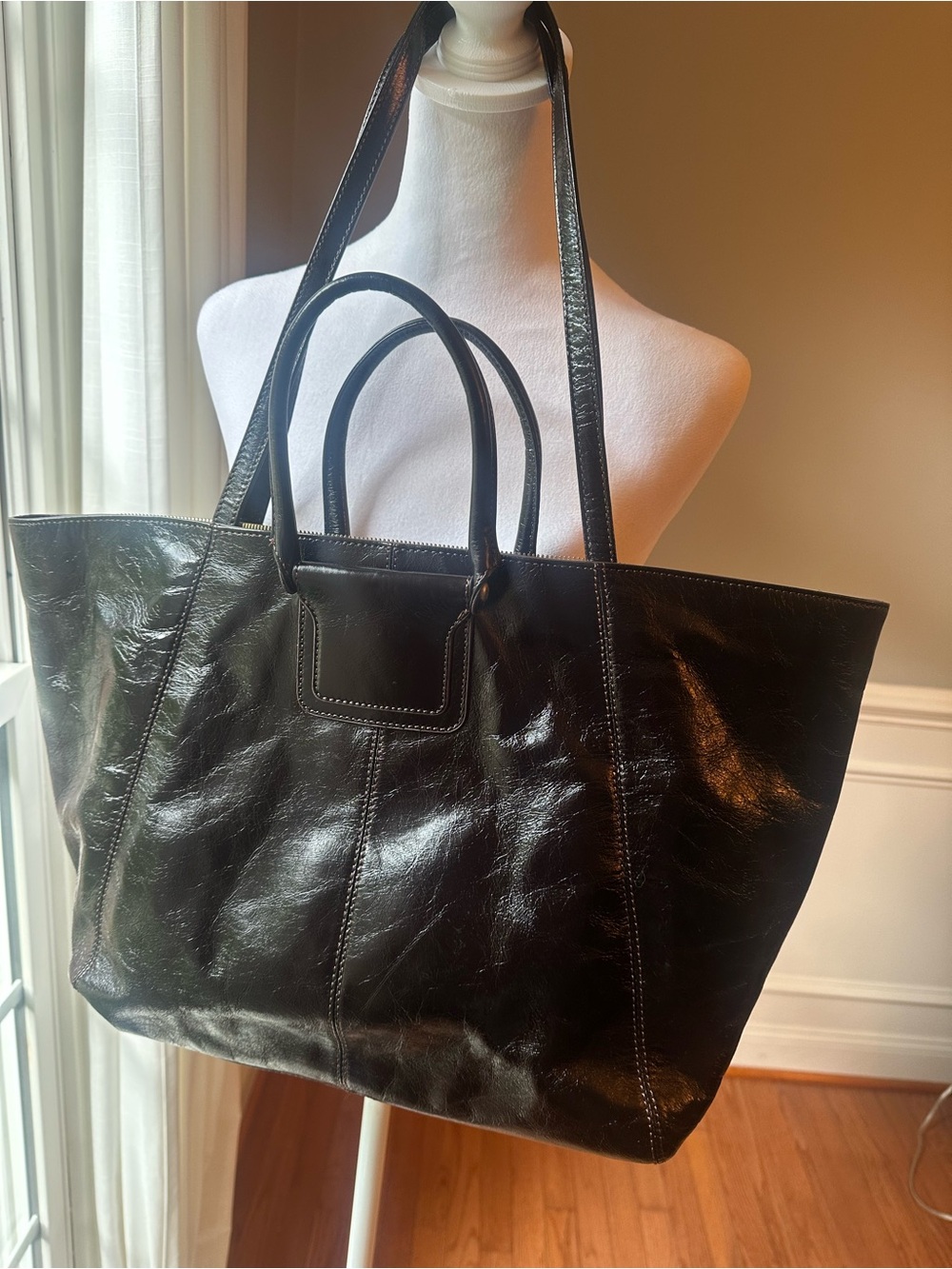 HOBO Black Leather Tote with Double Handles